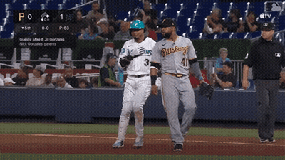 Two Pittsburgh Baseball Players Walk On The Field During A Game GIF