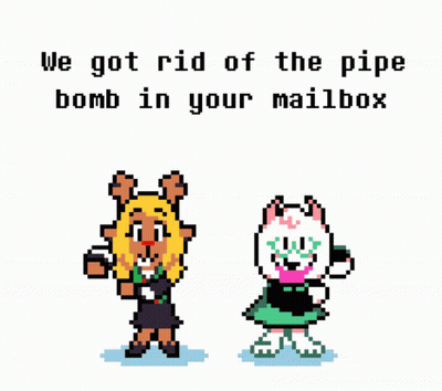 Two Pixel Art Characters We Got Rid Of The Pipe Bomb In Your Mailbox GIF