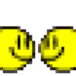 Two Pixelated Smiley Faces Looking At Each Other Sticker