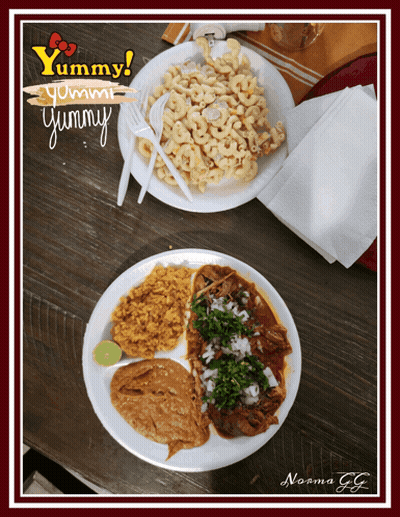 Two Plates Of Food Saying Yummy Yummy GIF