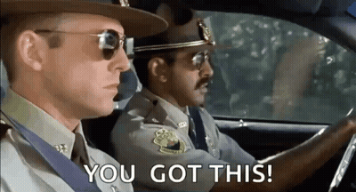Two Police Officers Are Driving A Car And One Is Saying `` You Got This ! '' GIF