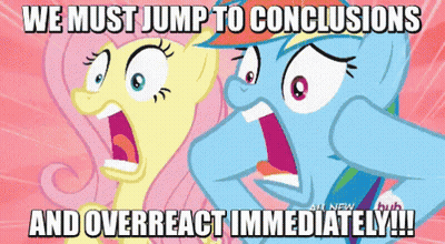Two Ponies With Mouths Open We Must Jump To Conclusions And Over React Immediately GIF