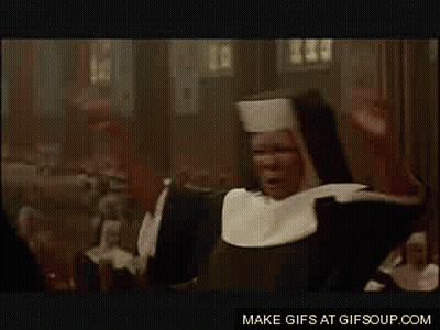 Two Priests Praying On Church Bench GIF
