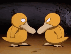 Two Psyduck Taking Turns Slapping GIF