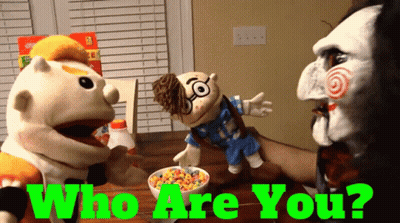 Two Puppets Saying Who Are You GIF