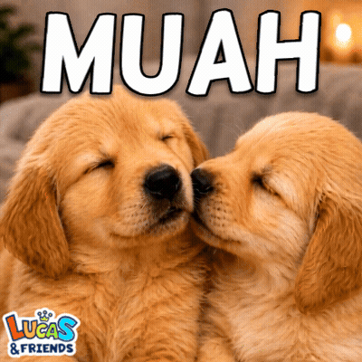 Two Puppies Kissing With Muah GIF