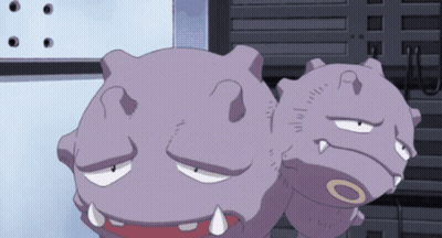 Two Purple Cartoon Characters Are Standing Next To Each Other And One Has An O On Its Mouth GIF