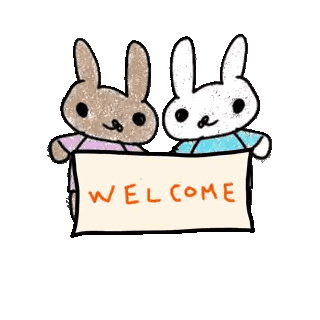 Two Rabbits Are Holding A Welcome Sign In Their Hands Sticker