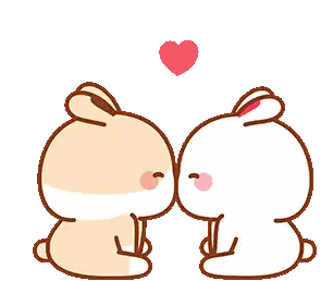 Two Rabbits Are Kissing With A Heart In The Background Sticker