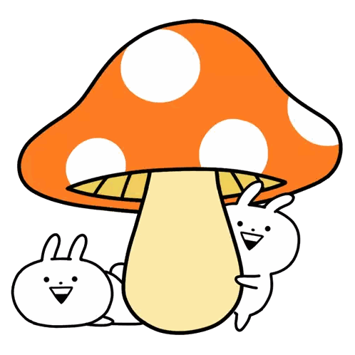 Two Rabbits Are Sitting Under An Orange Mushroom Sticker