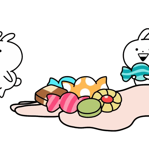 Two Rabbits Holding Candy Sticker