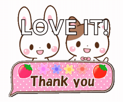 Two Rabbits Holding Love It Thank You Sign GIF