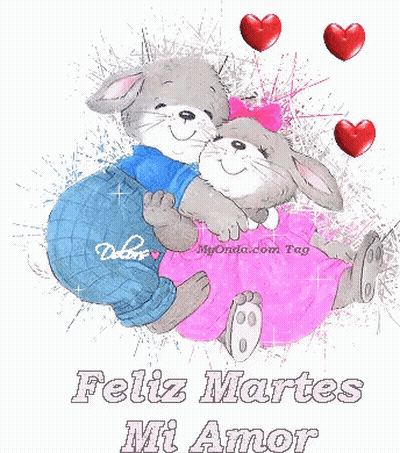 Two Rabbits Hugging Feliz Martes Mi Amor GIF