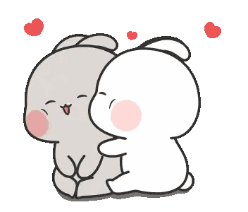 Two Rabbits Hugging Sticker