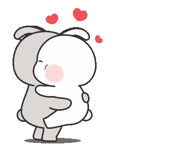 Two Rabbits Kissing Cheek Sticker