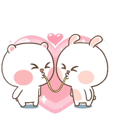 Two Rabbits Kissing In Front Of Heart Sticker