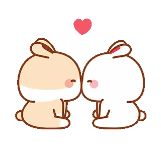 Two Rabbits Kissing With Heart Sticker