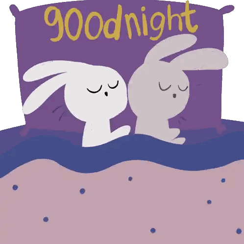 Two Rabbits Sleeping Under A Pillow That Says " Goodnight " Sticker