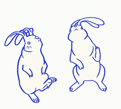Two Rabbits Standing On Hind Legs GIF