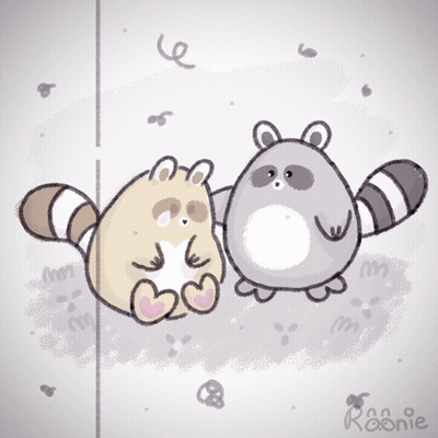 Two Raccoons Drawing With Name Roonie GIF