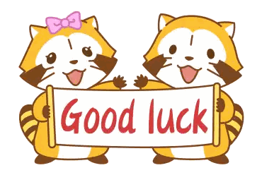 Two Raccoons Holding Good Luck Banner Sticker