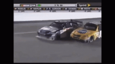 Two Race Cars Racing On Track Saying Sprint GIF