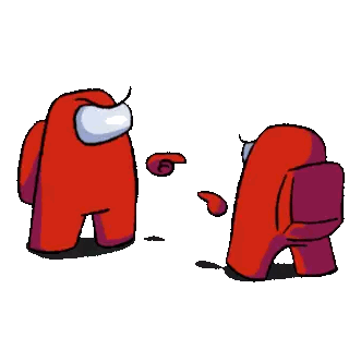 Two Red Among Us Characters Standing Together Sticker