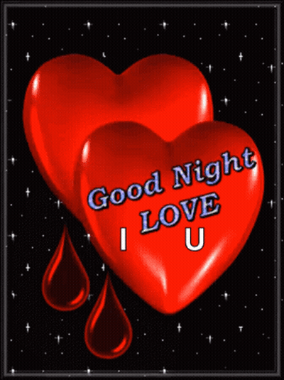 Two Red Hearts Saying Good Night I Love You GIF