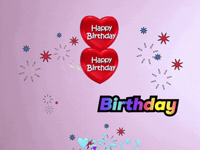 Two Red Hearts Saying Happy Birthday GIF