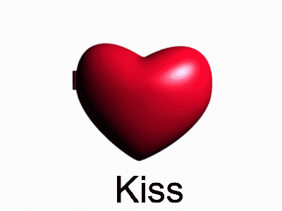 Two Red Hearts With Girl And Kiss GIF