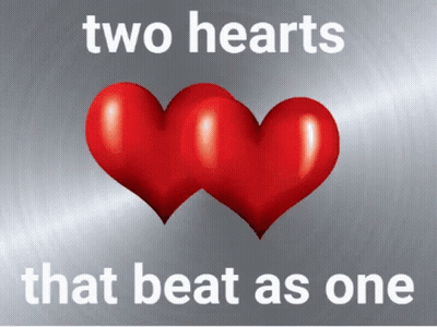 Two Red Hearts With The Words Two Hearts That Beat As One On The Bottom GIF