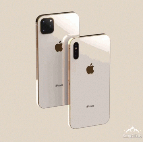 Two Red Iphones Are Displayed Side By Side GIF