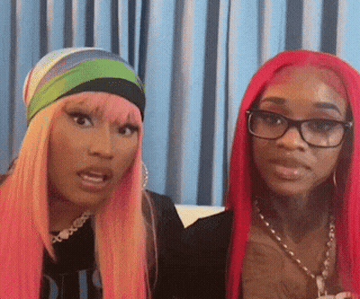Two Redheaded Women With Glasses Sitting Together GIF
