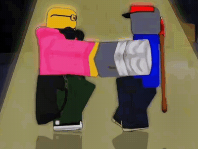 Two Roblox Characters Are Standing Next To Each Other GIF