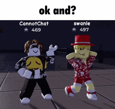 Two Roblox Characters Dancing Ok And Swanle 497 GIF