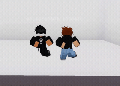 Two Roblox Characters Standing In White Room GIF