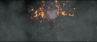Two Robots Fighting In Dark Room With Red Smoke GIF