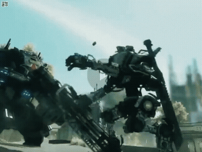 Two Robots Fighting In Video Game GIF