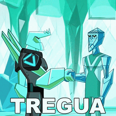 Two Robots Shaking Hands With Tregua GIF