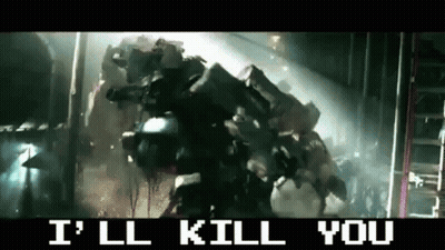 Two Robots Standing Together With Letter O On Head GIF