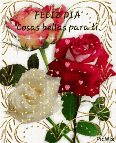 Two Roses Feliz Dia Cosas Bellas Para Ti GIF