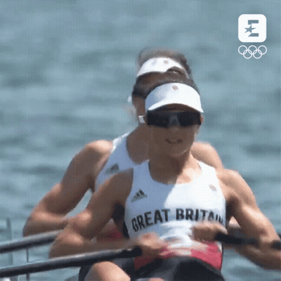 Two Rowers From Great Britain In Water GIF