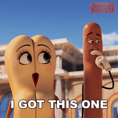 Two Sausages From Sausage Party Standing Together GIF
