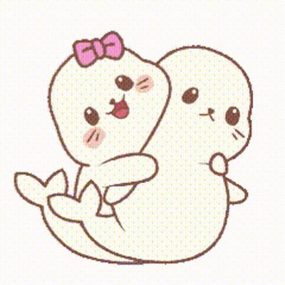 Two Seals Hugging With Heart Above