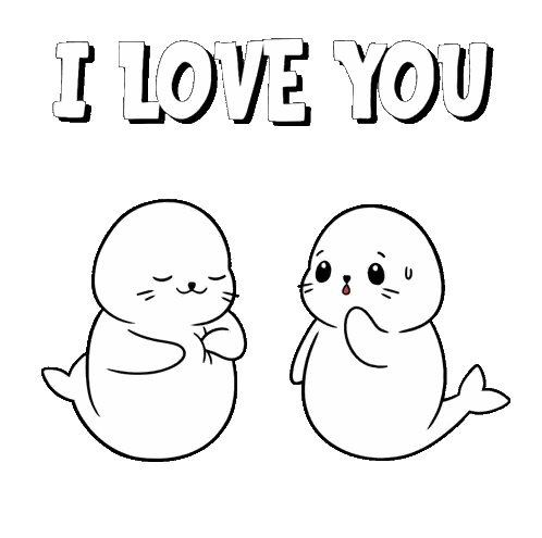 Two Seals With I Love You Sticker