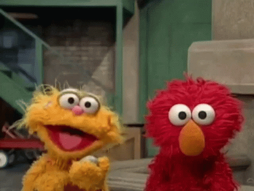 Two Sesame Street Stuffed Animals Together GIF