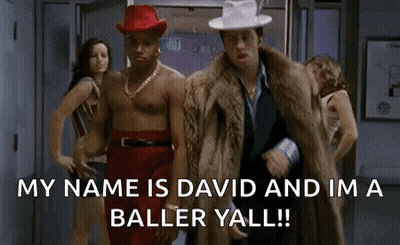 Two Shirtless Men One In Red Hat And Fur Coat GIF