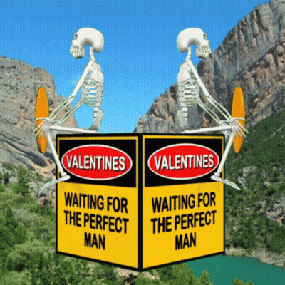 Two Skeletons Holding Valentine Sign GIF