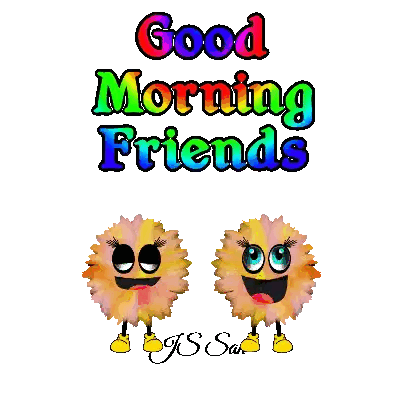 Two Smiley Faces Good Morning Friends Sticker