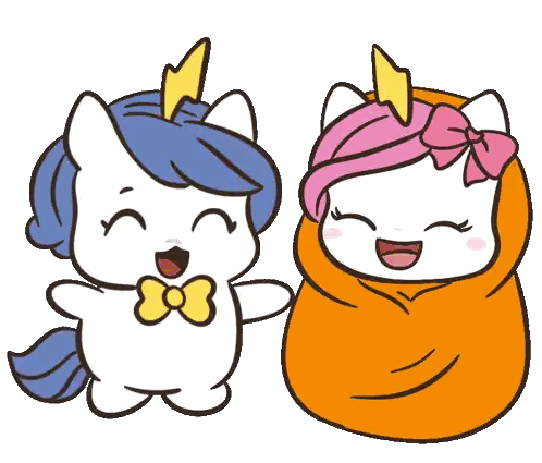 Two Smiling Unicorns Standing Together Sticker